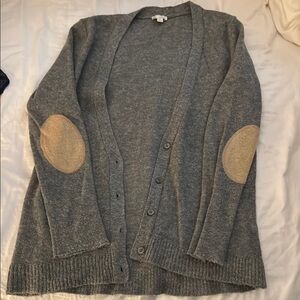 Gap Gray Cardigan Sweater with Tan Elbow Patches